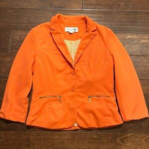 Forever 21 Orange 3/4 Blazer Jacket